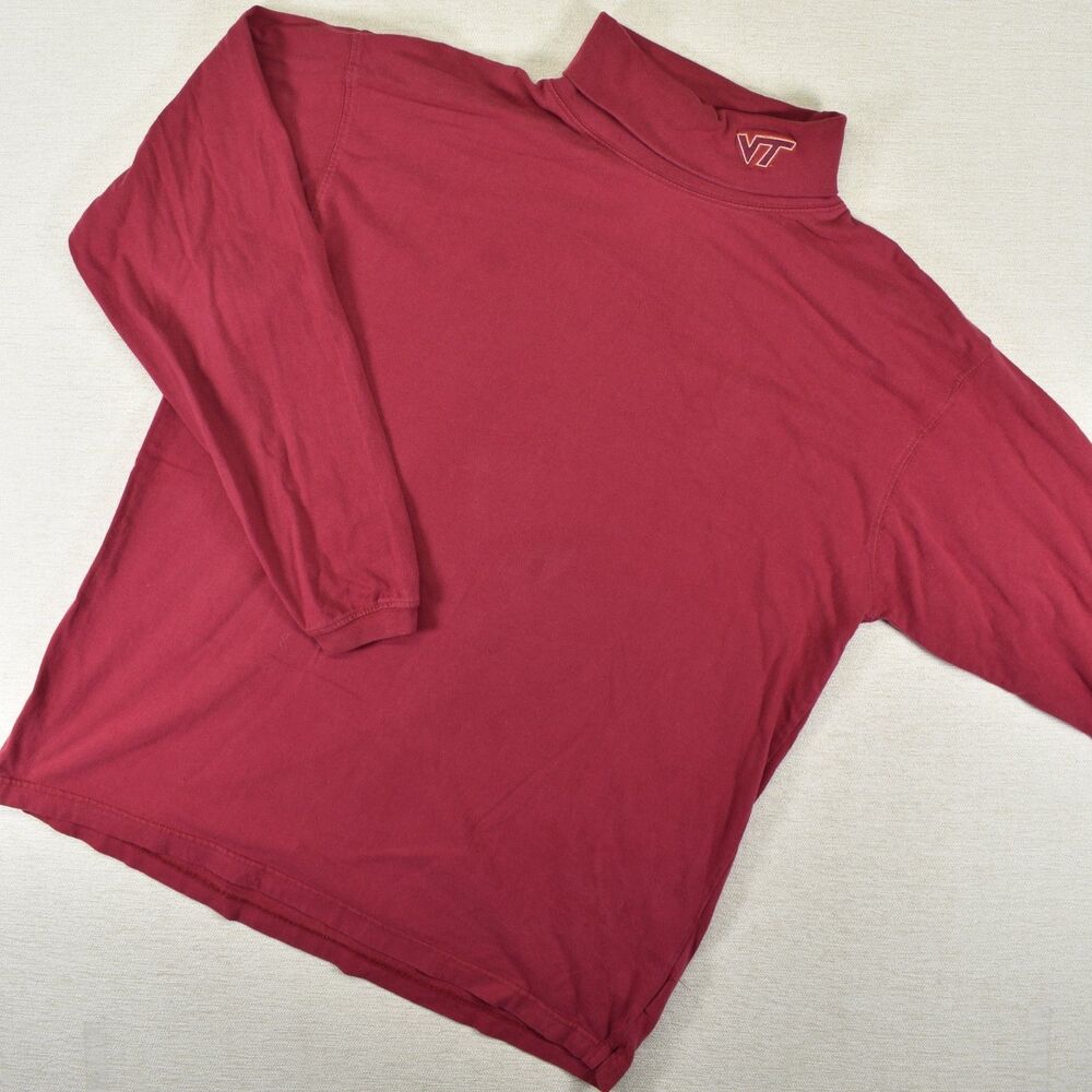 Vtg Starter Virginia Tech Hokies Pullover Shirt Red XL Turtleneck Long Sleeve